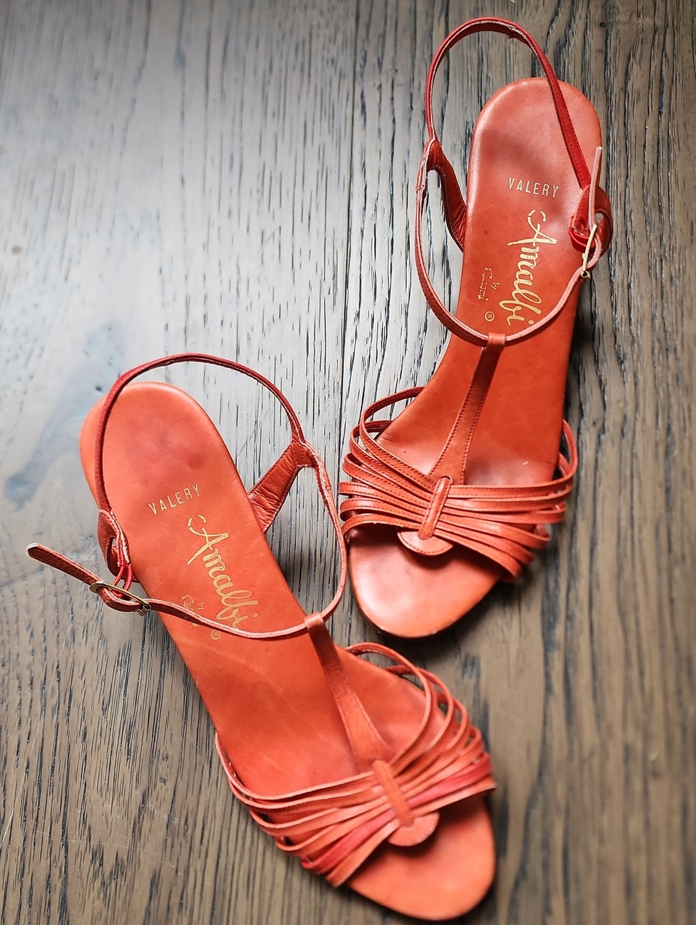Vintage Amalfi Red Strappy Knot-Front Slingback Sandals
